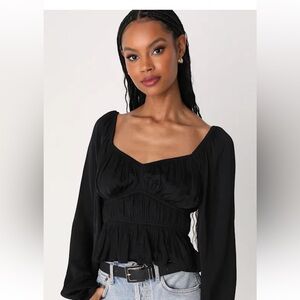 Lulu's Black Long Sleeve Blouse